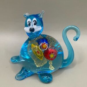 Murano Glass Millefiori Cat Kitty 2” Tall Figurine Made In Italy Signed